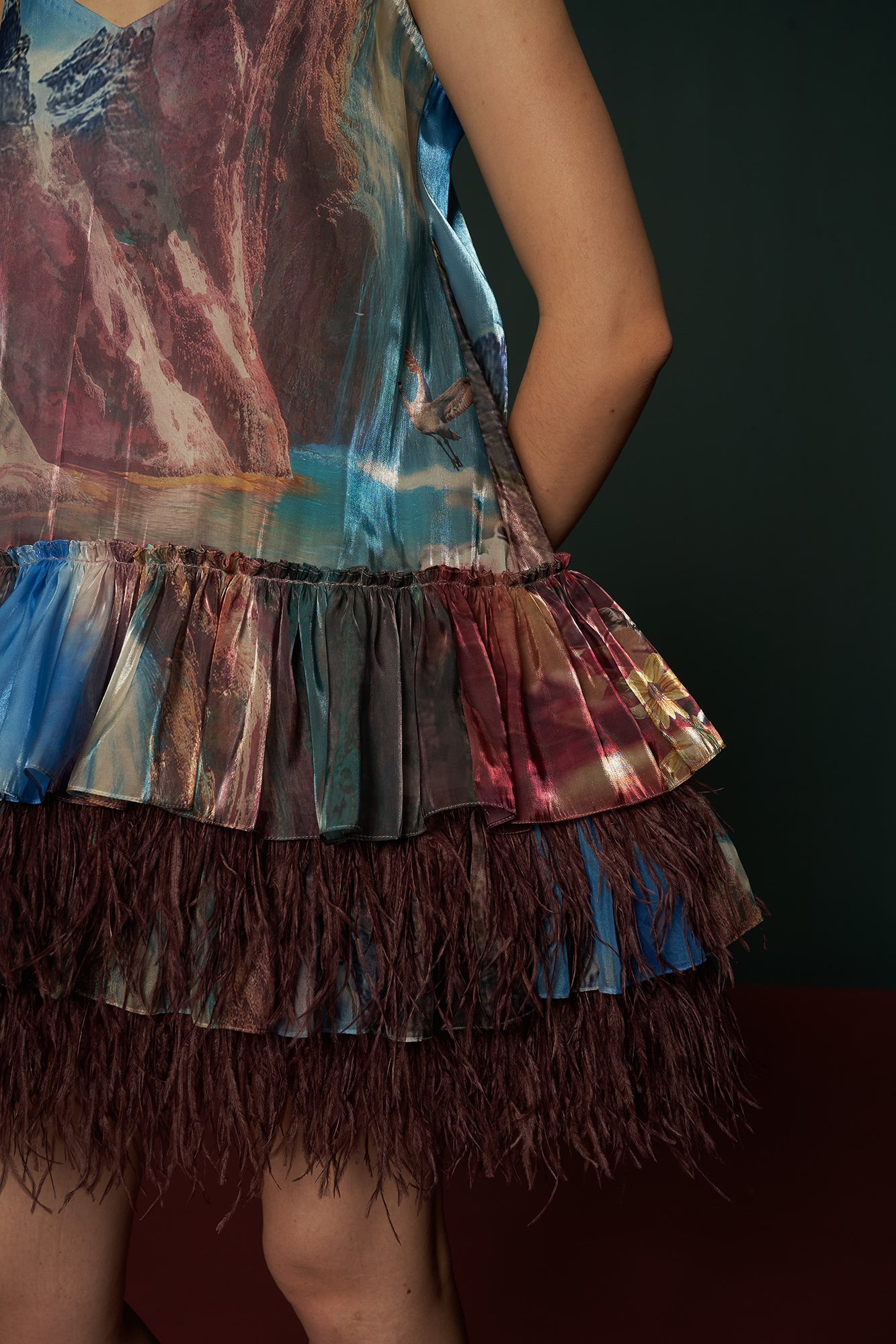 Sheen Mystic Print Feather Dress