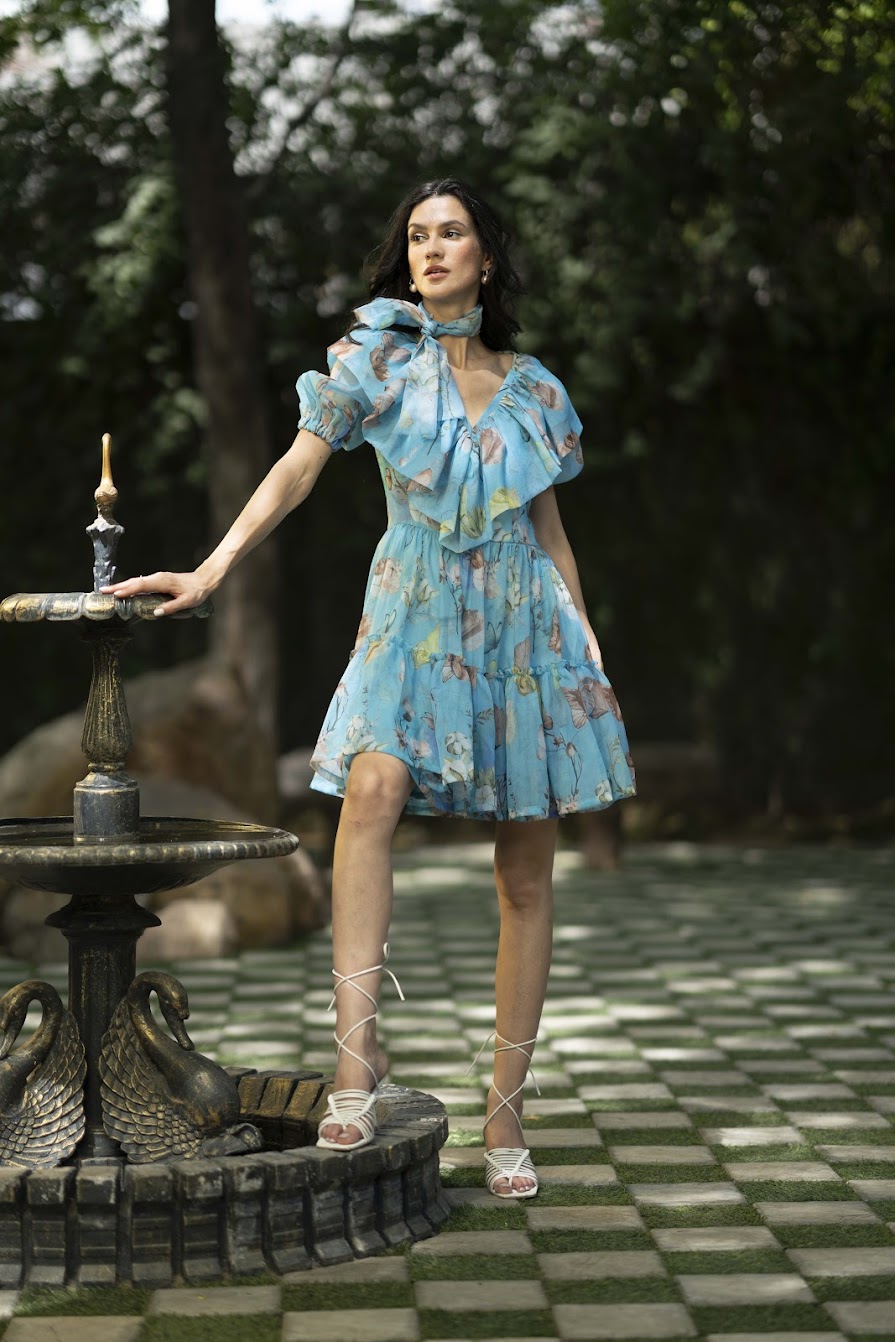 Cyan shell print dress Mero Studio Cyan shell print dress Mero Studio