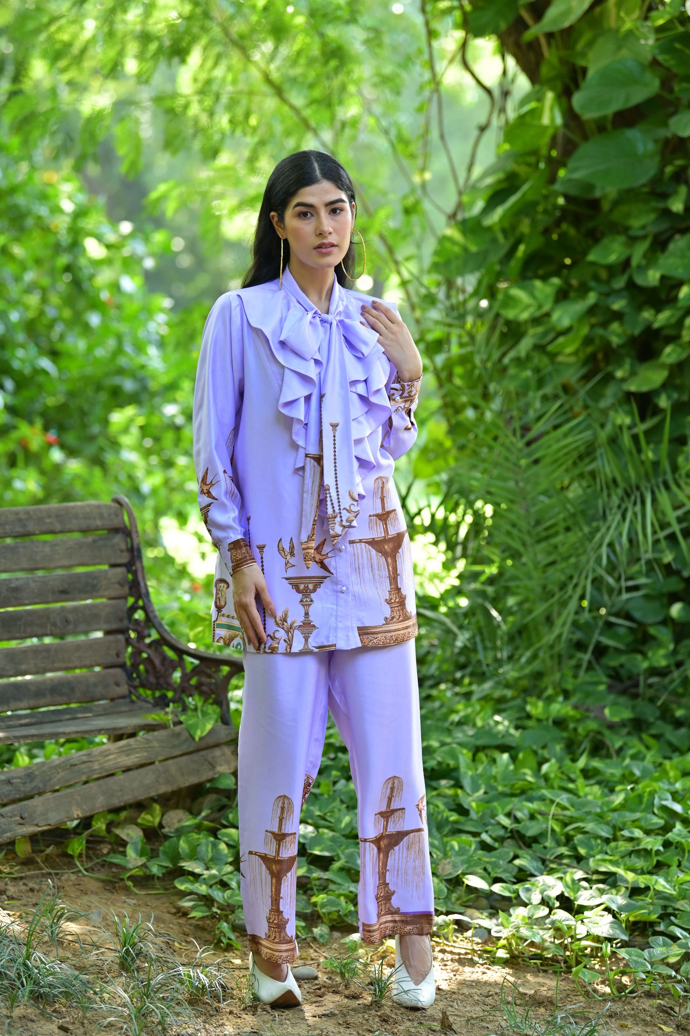 Lilac Printed Shirt Set