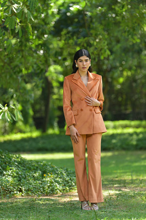 Tangerine Velvet Pant Suit