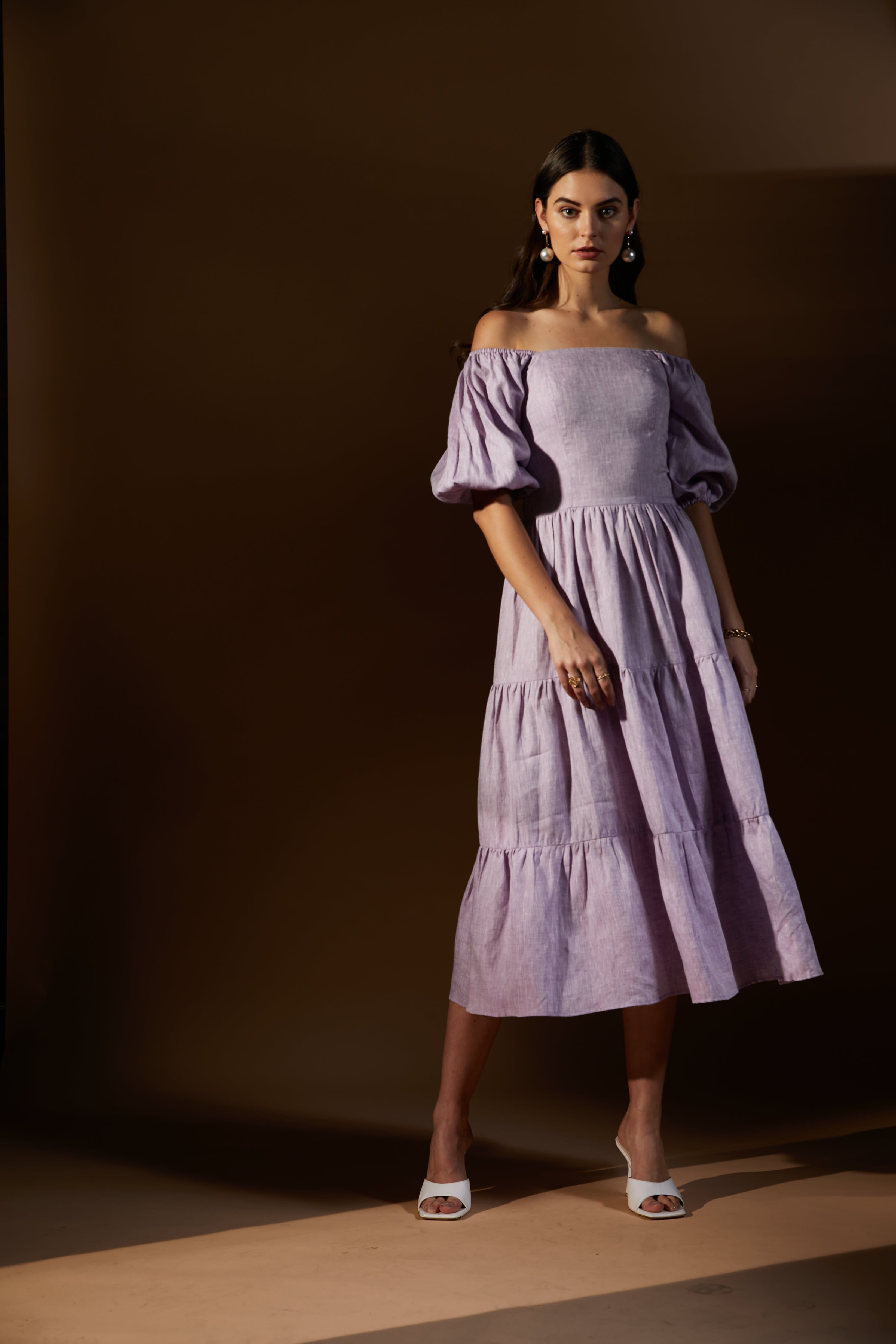 Lilac Linen Dress Mero Studio Lilac Linen Dress Mero Studio