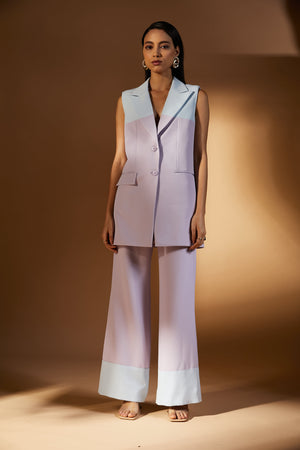 Sky and Lilac Panelled Pant Suit