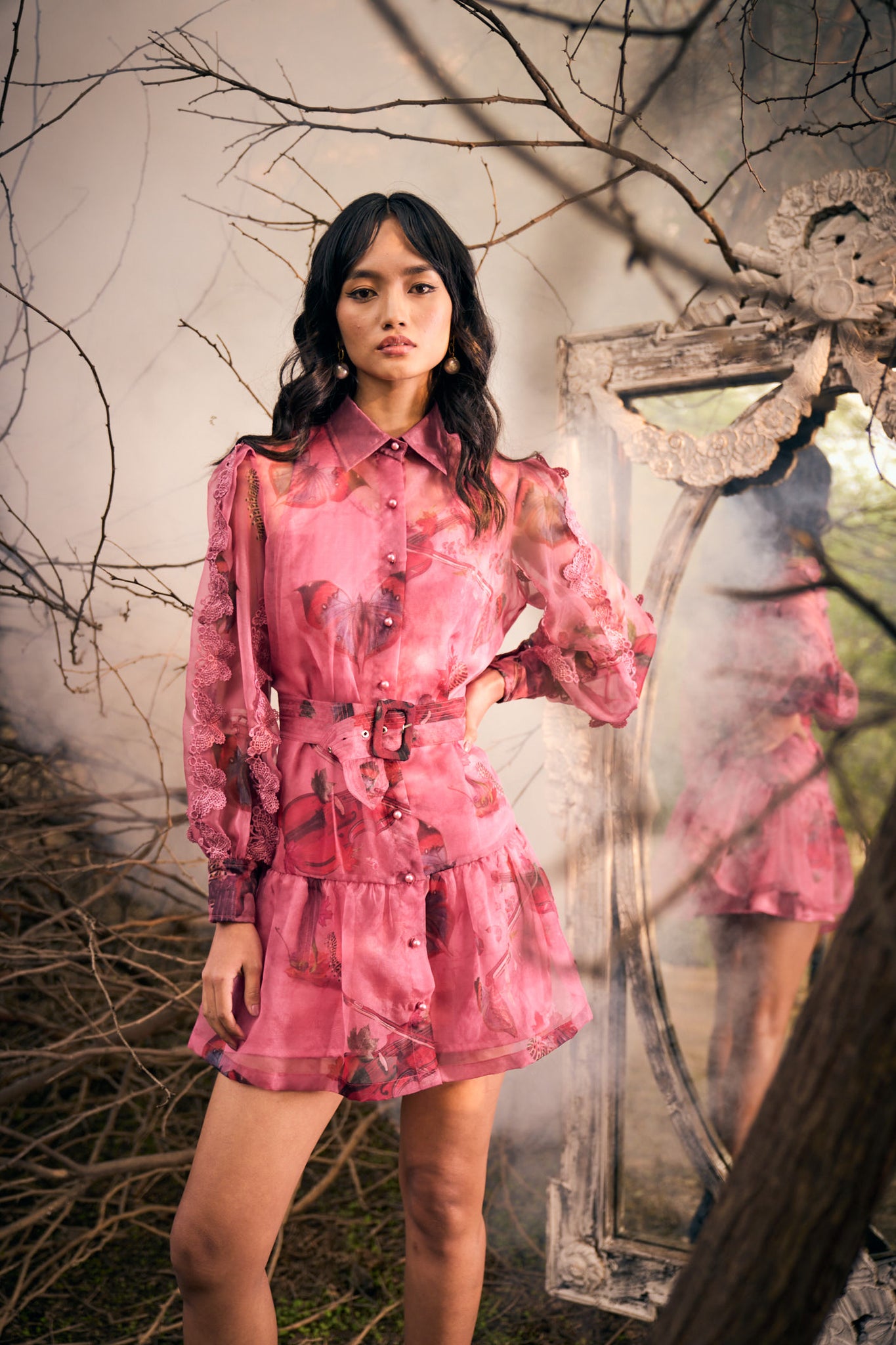 Pink Aglais Print - Organza Dress